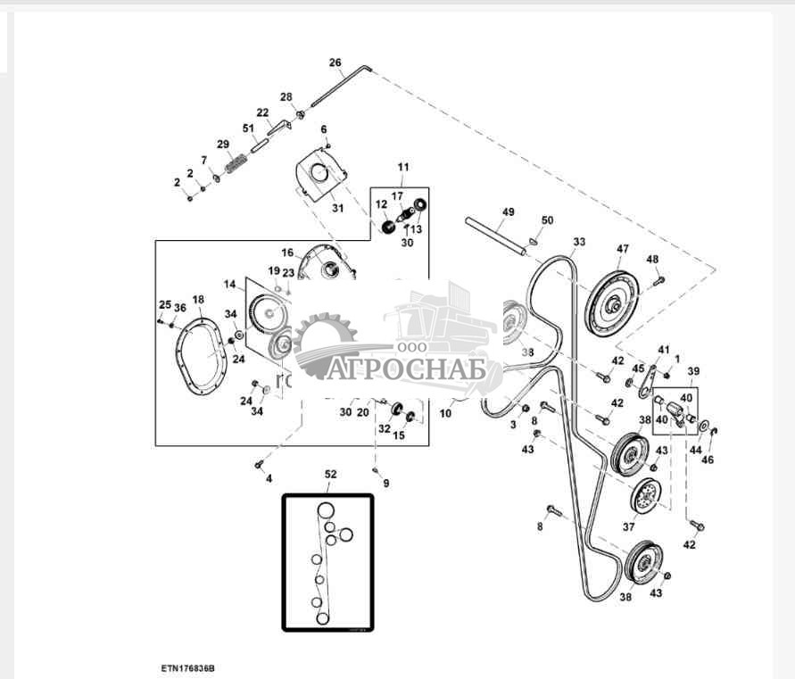 Привод элеватора чистого зерна без фрикционной муфты 